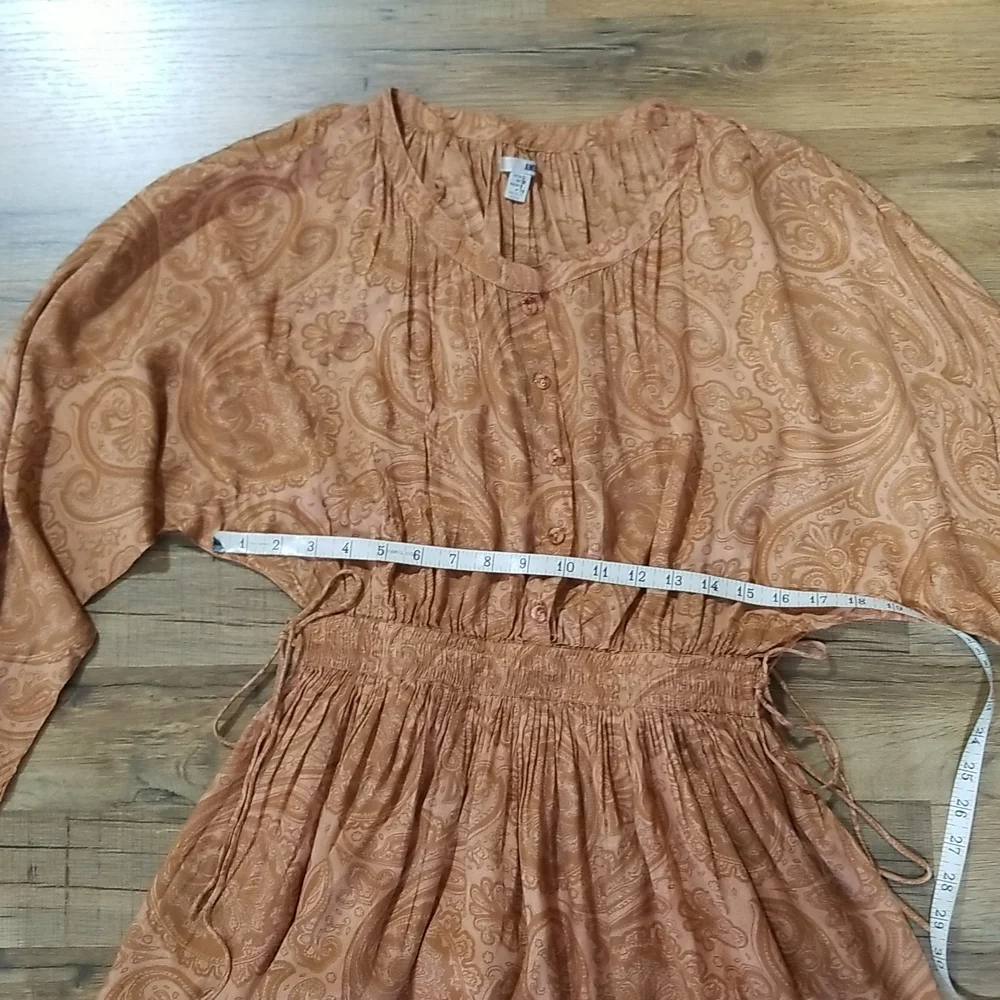 AMUSE SOCIETY Luciana Beach Vida Boho Coral Sand Paisley Peasant Mini Dress - Picture 6 of 15